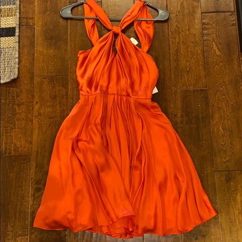 Halston Heritage 100% Silk Orange Dress Size 0